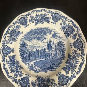 Blue and White Floral Plate